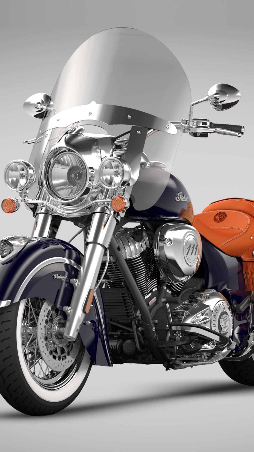 Motocicleta Cruiser Naranja y Plateada. Wallpaper in 1080x1920 Resolution