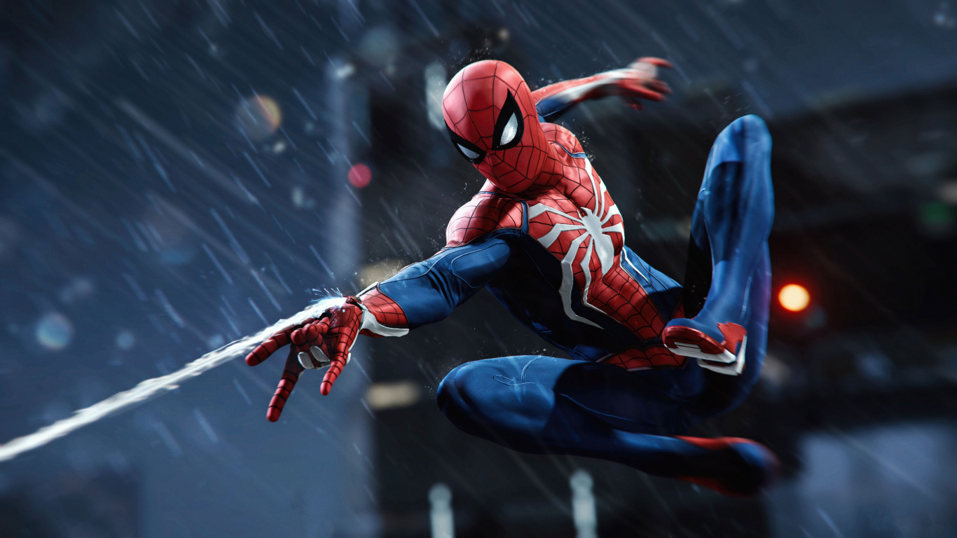 Spider-man, 患有失眠症的游戏, 超级英雄, 图行动, 虚构的人物 壁纸 1366x768 允许
