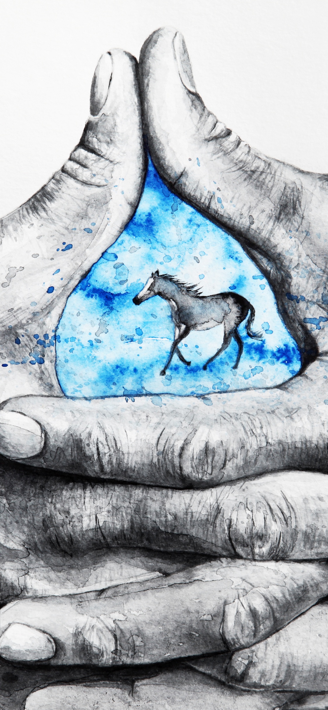 Pierre en Forme de Coeur Bleu et Gris. Wallpaper in 1125x2436 Resolution