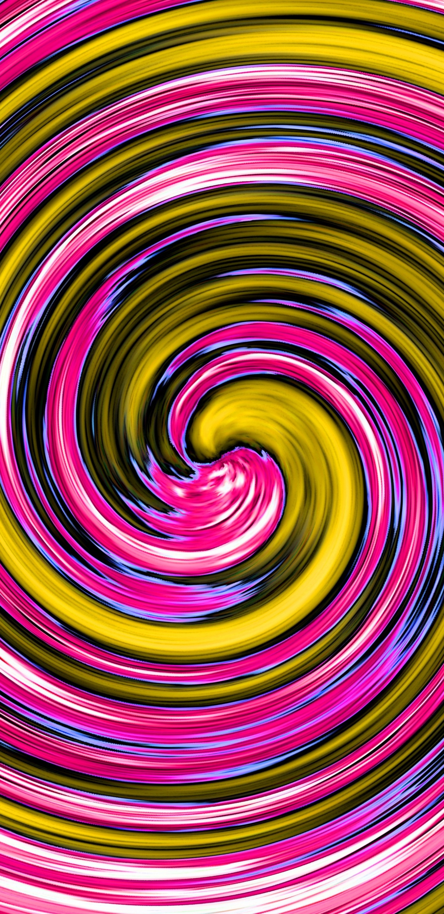 Grün-weiße Und Violette Spiralillustration. Wallpaper in 1440x2960 Resolution