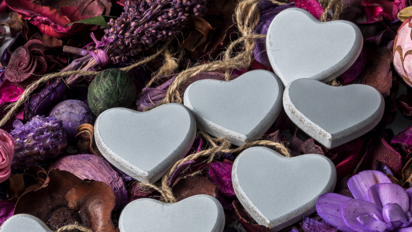 心脏, 紫色的, 淡紫色的, 浪漫 壁纸 1366x768 允许