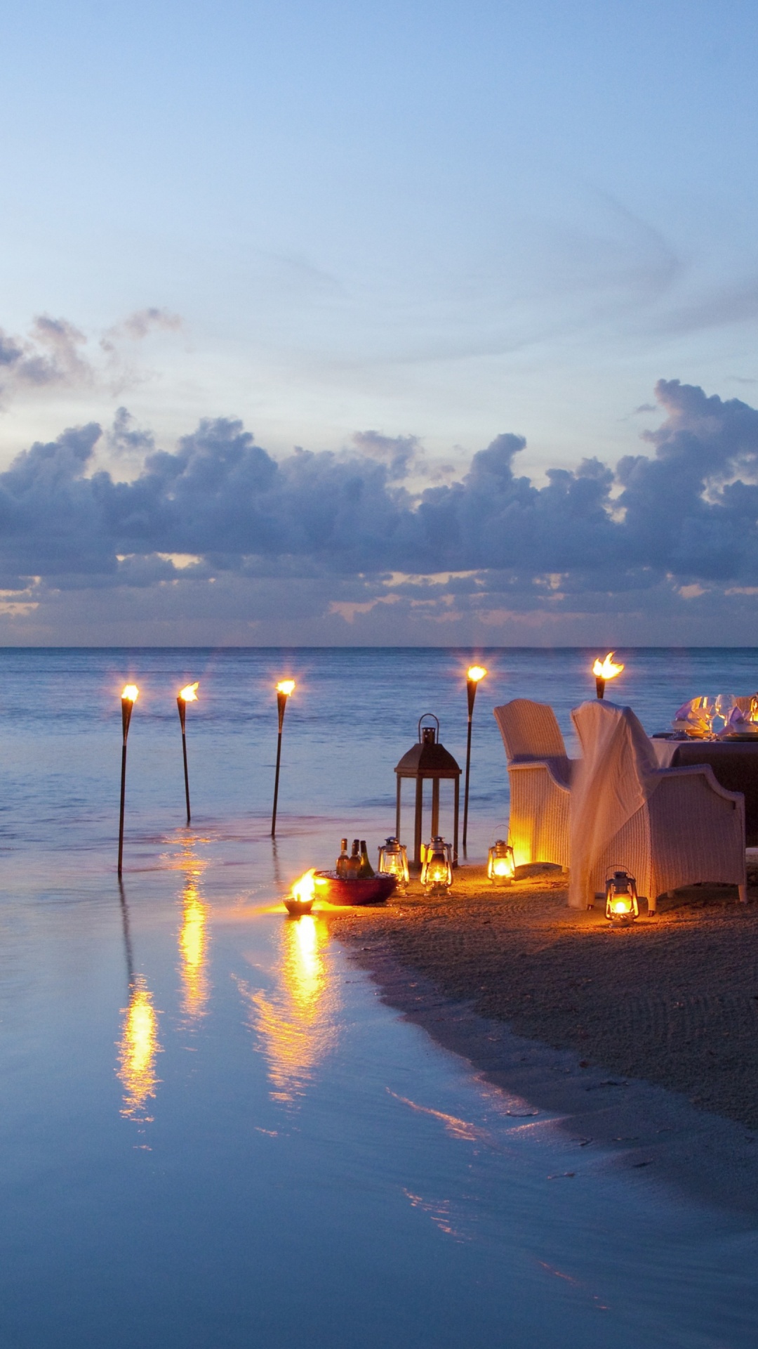 Muttom海滩, 大海, 地平线, 反射, 晚上 壁纸 1080x1920 允许