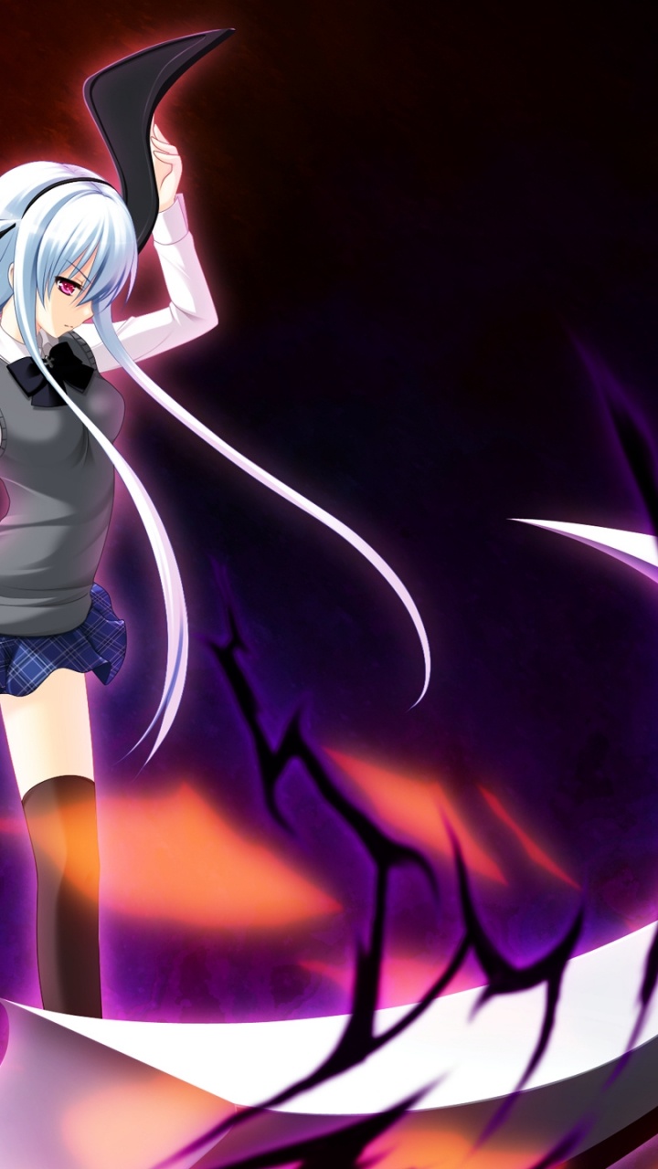 Frau im Weißen Und Blauen Kleid Anime-Charakter. Wallpaper in 720x1280 Resolution