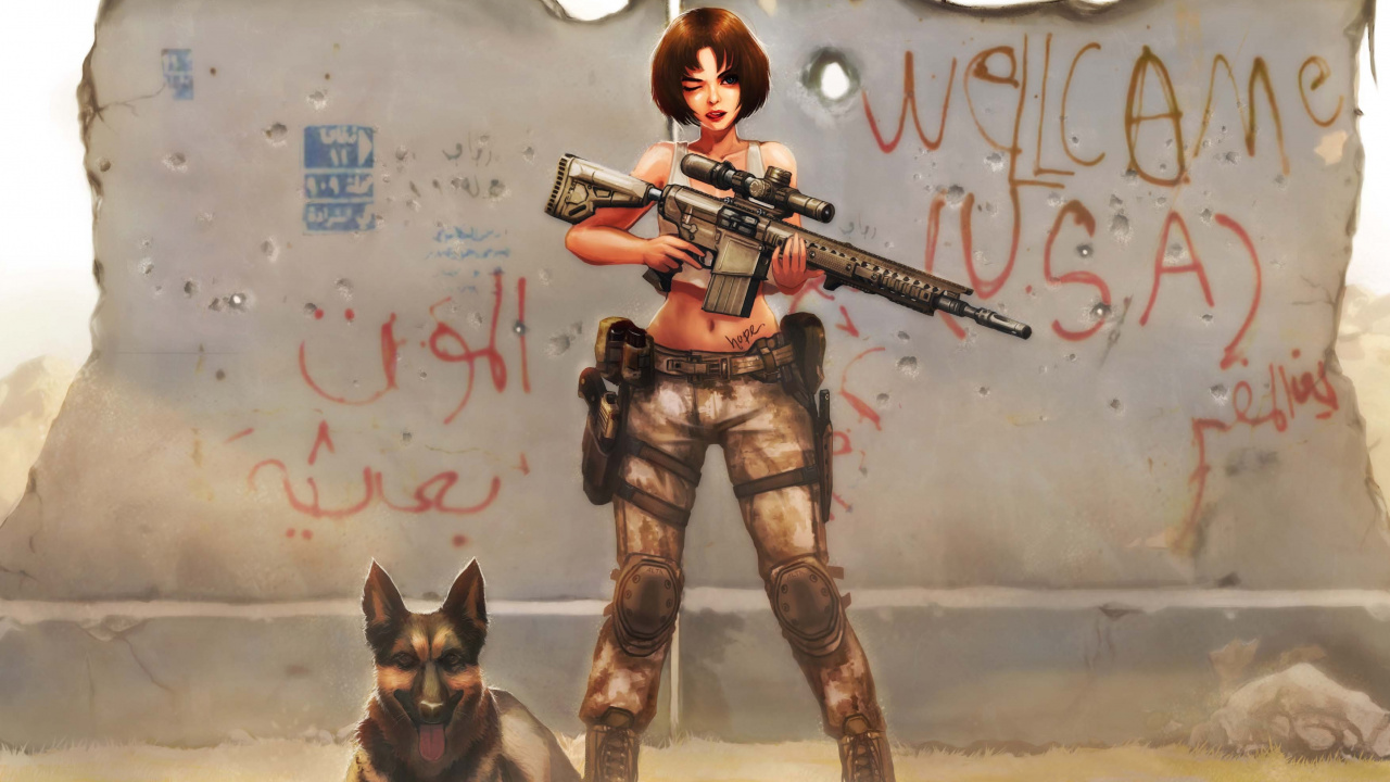 看门狗, 厚厚的土, 女孩的枪, 武器, 虚构的人物 壁纸 1280x720 允许