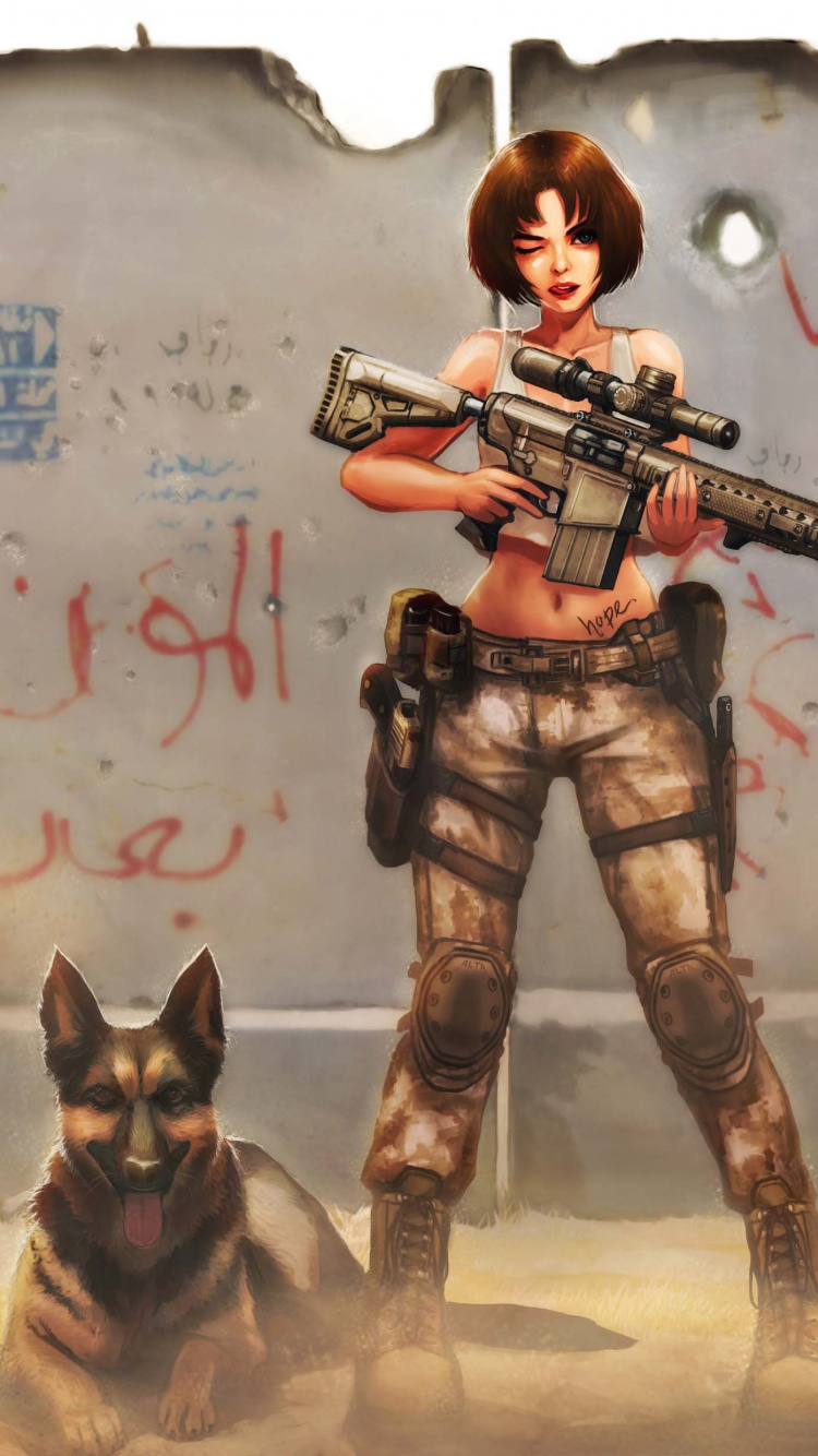 看门狗, 厚厚的土, 女孩的枪, 武器, 虚构的人物 壁纸 750x1334 允许