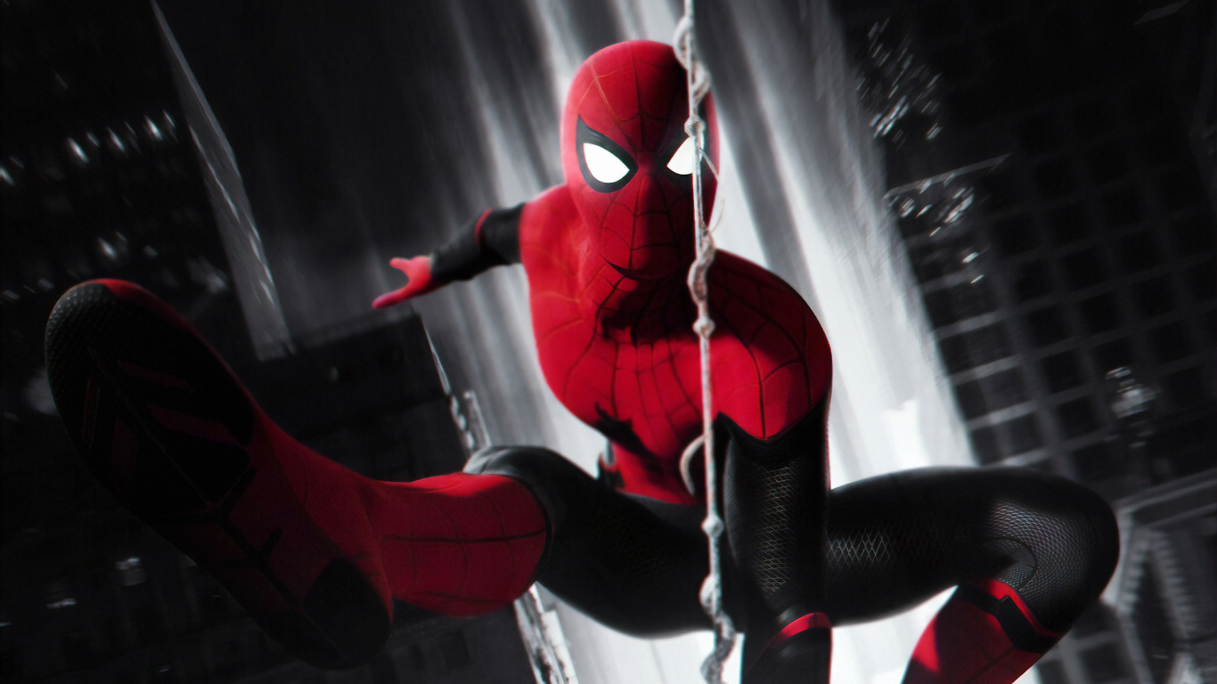 Hombre Araña Rojo y Negro. Wallpaper in 1366x768 Resolution