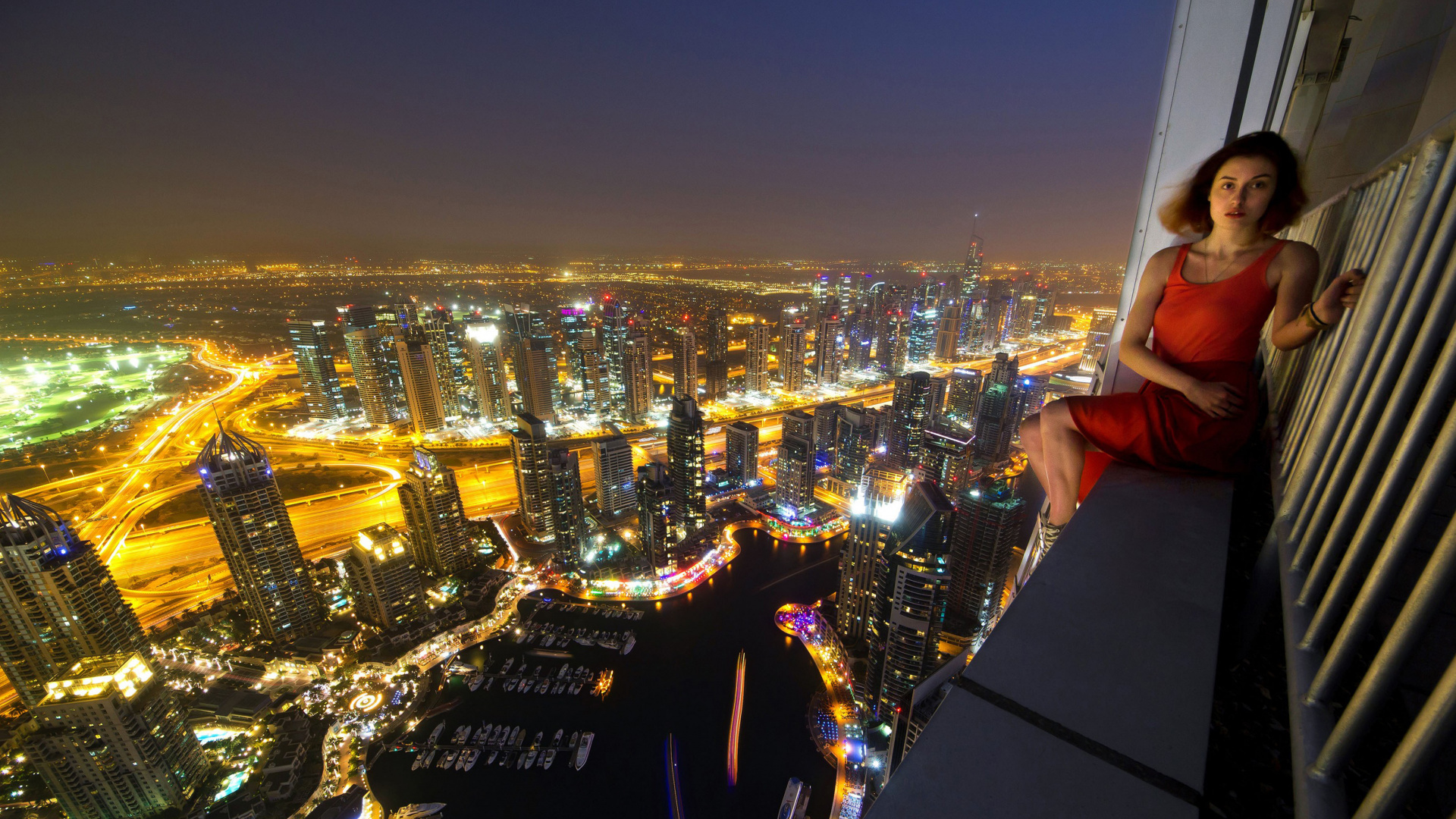 Ciudad Con Edificios de Gran Altura Durante la Noche.. Wallpaper in 1920x1080 Resolution