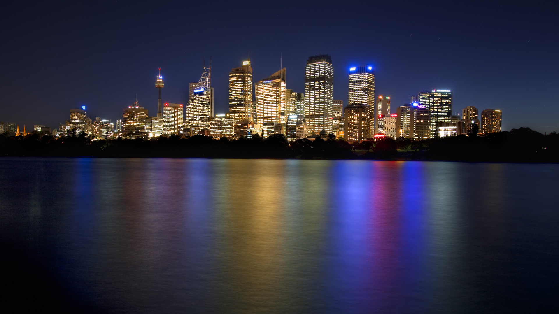 Horizon de la Ville Pendant la Nuit. Wallpaper in 1920x1080 Resolution