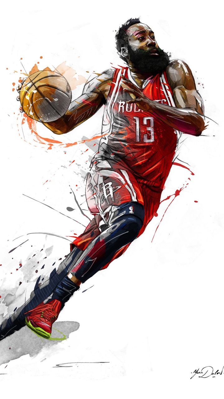 Homme en Chemise en Jersey Rouge et Pantalon Blanc Jouant au Basket-ball. Wallpaper in 720x1280 Resolution