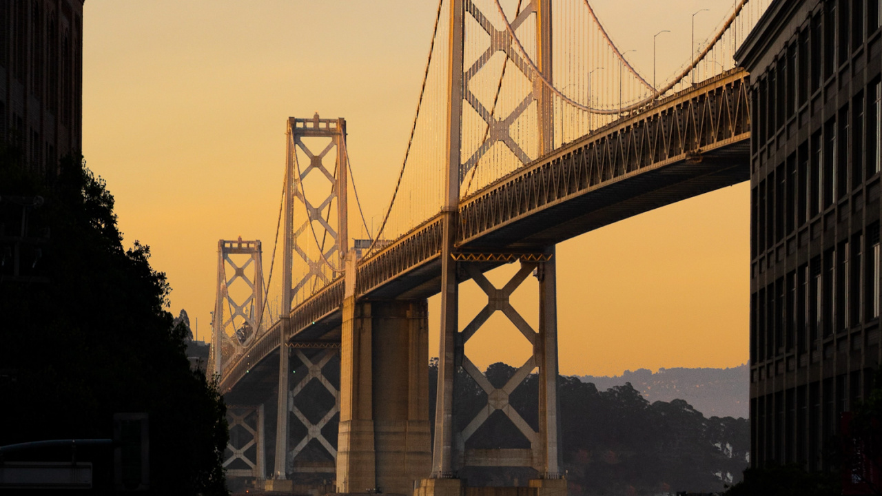 Download 1280x720 Wallpaper San Francisco Oakland Bay Bridge, Cloud, Infrastructure, Cars, Tree San Francisco Oakland Bay Bridge, Cloud, Infrastructure, Cars, Tree. Wallpaper in 1280x720 Resolution