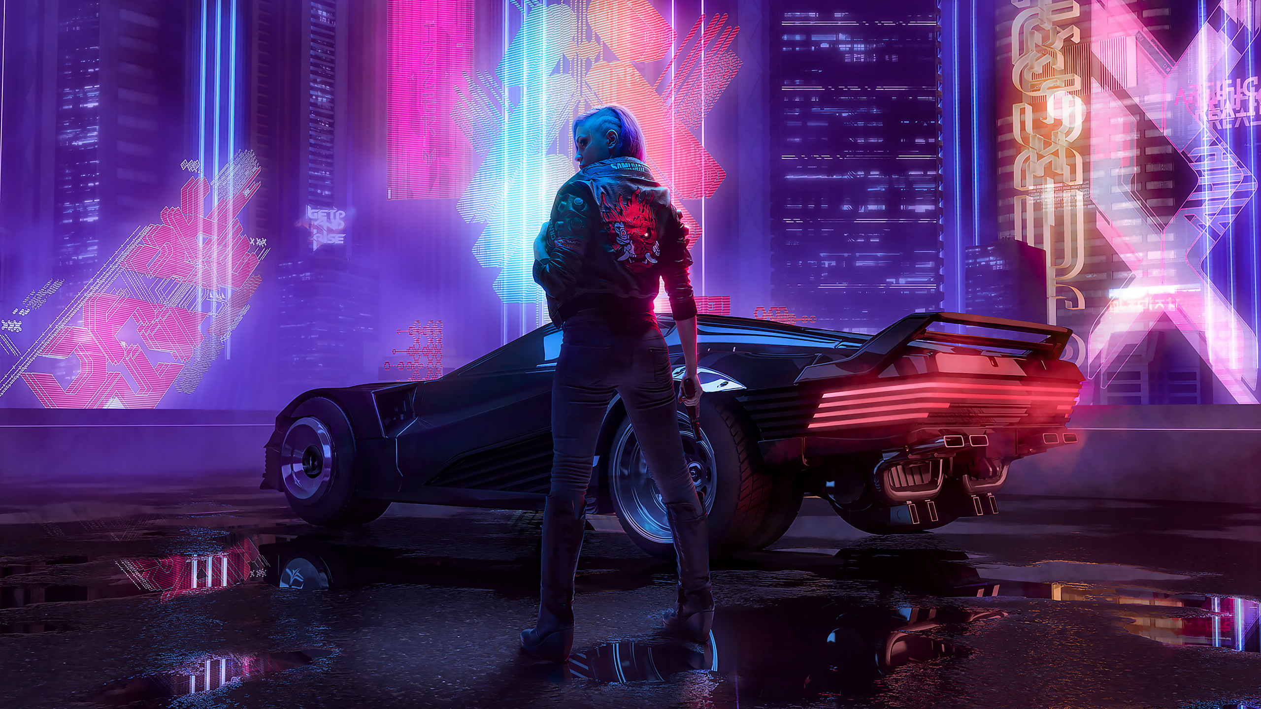 Cyberpunk 2077, Neumatico, Rueda, Coche, Iluminación Automotriz. Wallpaper in 2560x1440 Resolution