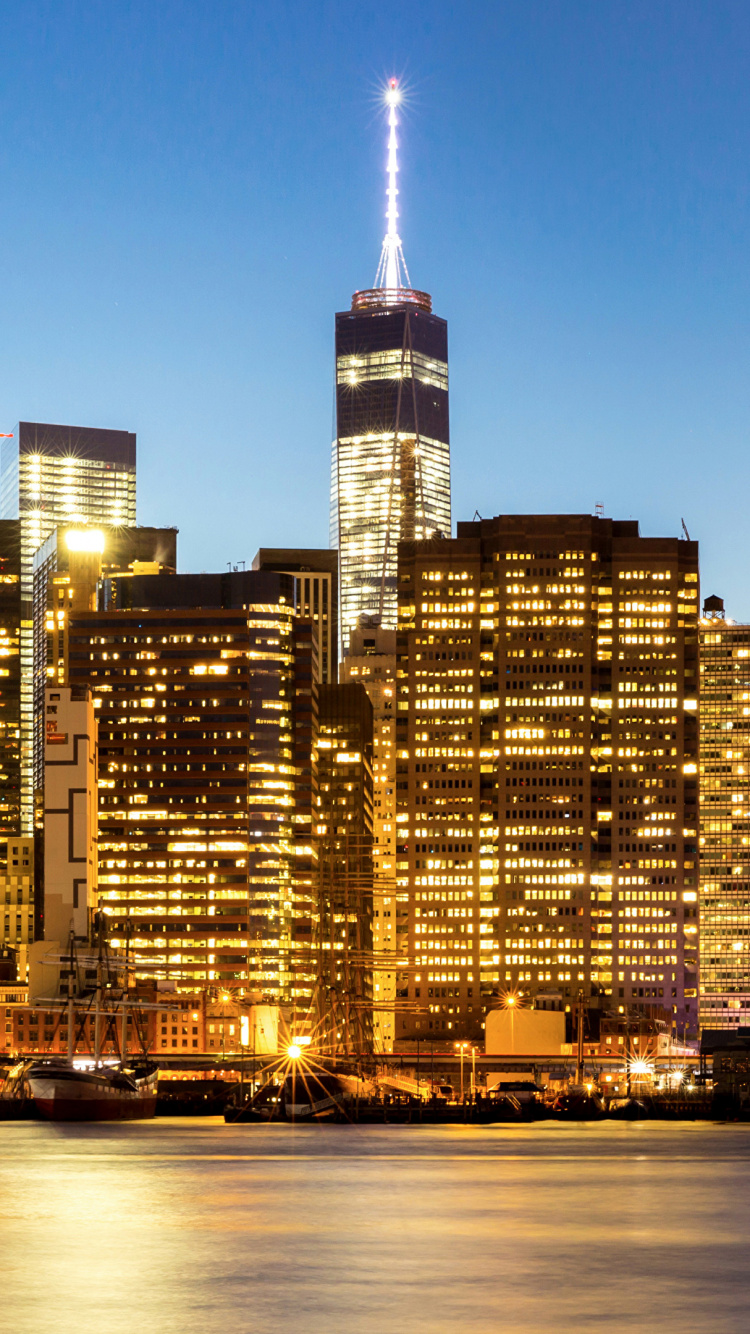 Skyline Der Stadt Bei Nacht Night. Wallpaper in 750x1334 Resolution