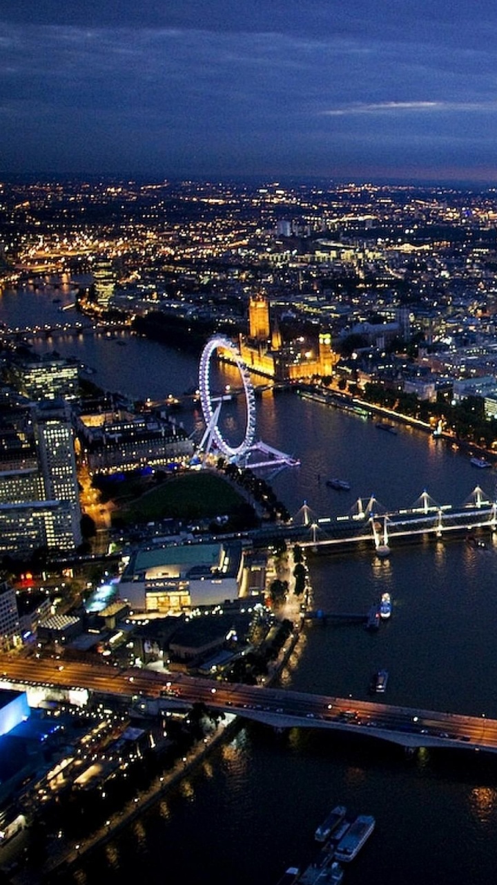 Aerial View of City During Night Time. Wallpaper in 720x1280 Resolution