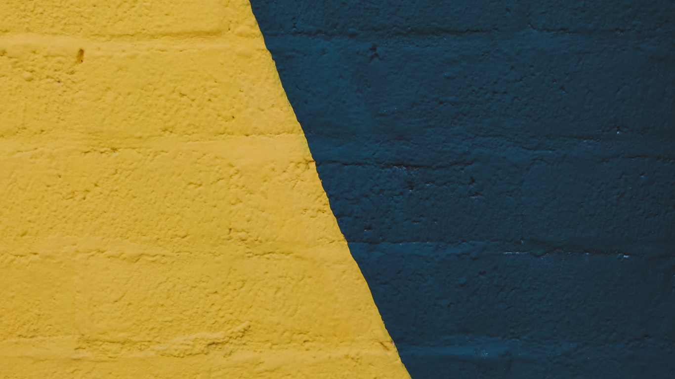 Pared Pintada de Amarillo Con Pintura Azul. Wallpaper in 1366x768 Resolution