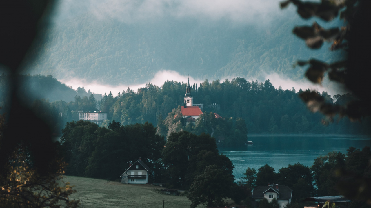 Lac de Bled, Lac, Atmosphère, de Teintes et de Nuances, Toit. Wallpaper in 1280x720 Resolution