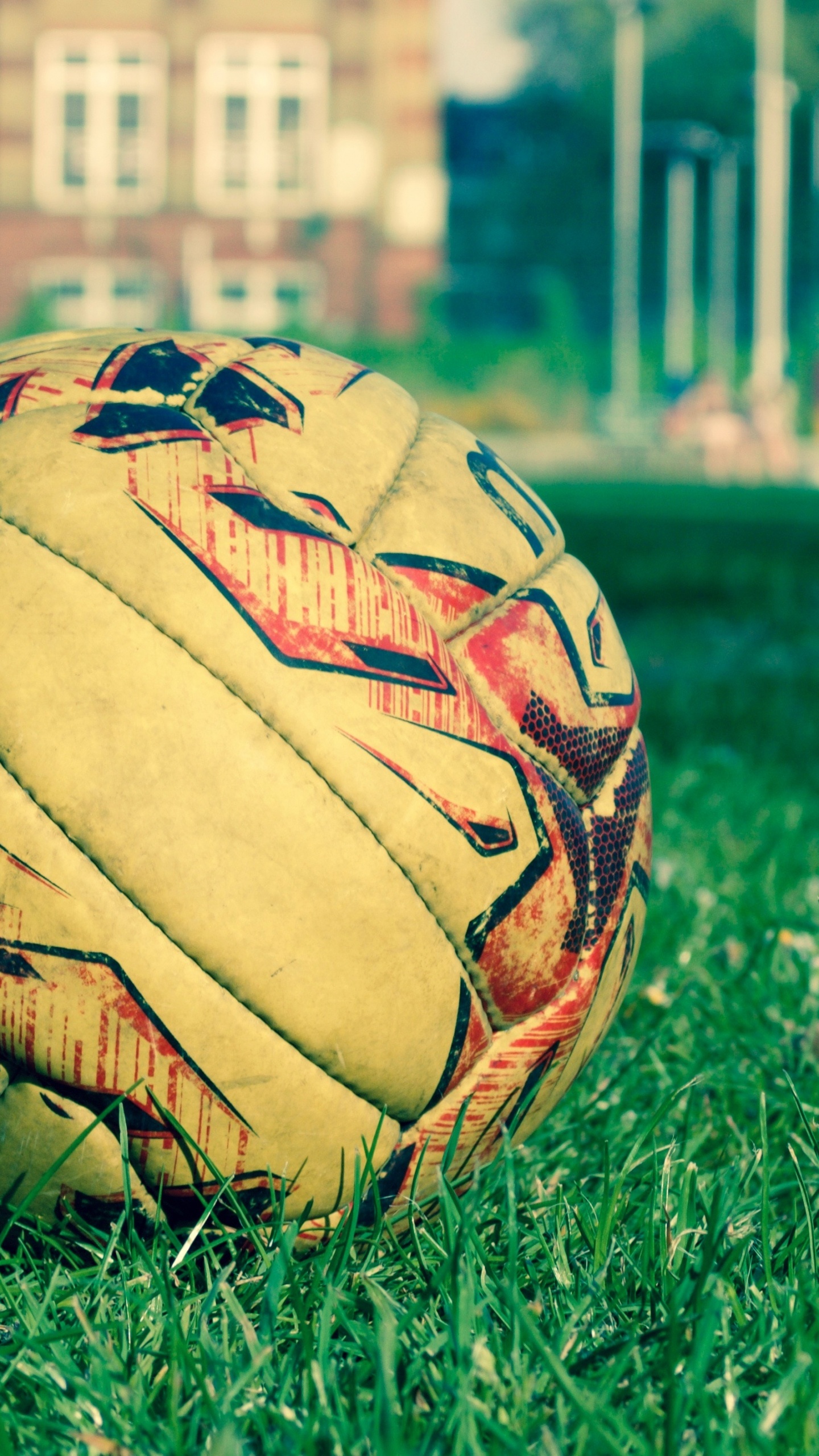 Brown and Black Soccer Ball on Green Grass Field During Daytime. Wallpaper in 1440x2560 Resolution