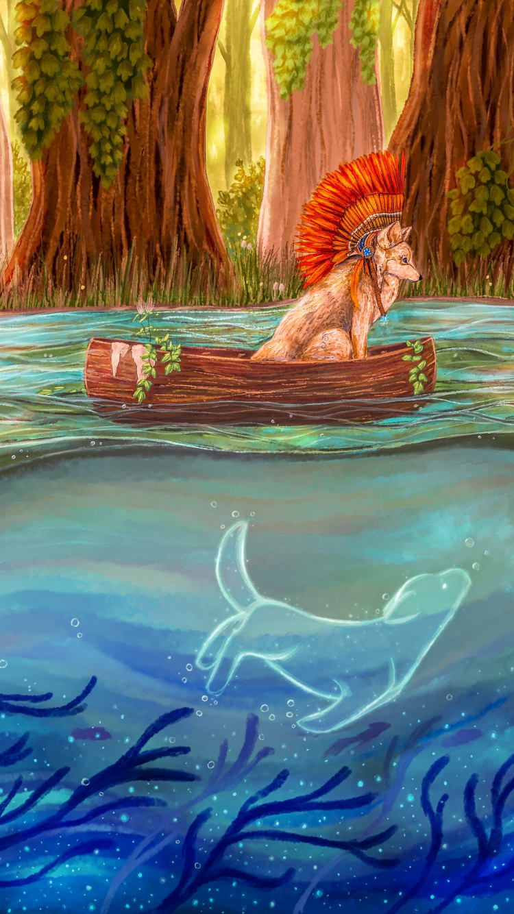 Woman in Brown Dress Lying on Brown Wooden Log in Water. Wallpaper in 750x1334 Resolution