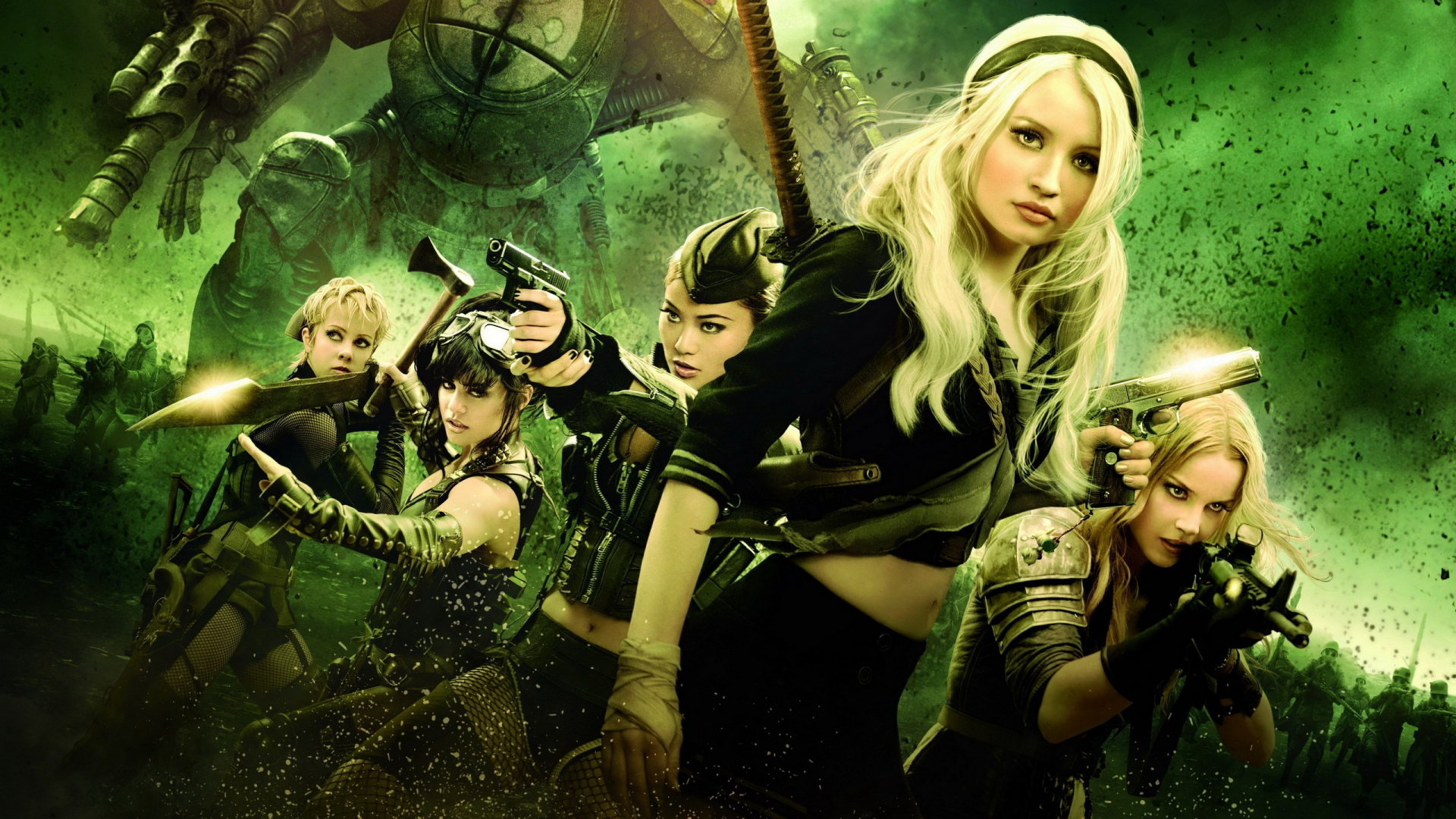 3 Women in Black and Green Long Sleeve Shirt Holding Swords. Wallpaper in 1920x1080 Resolution