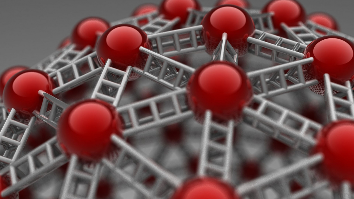 红色的, 分子, 三维空间 壁纸 1366x768 允许