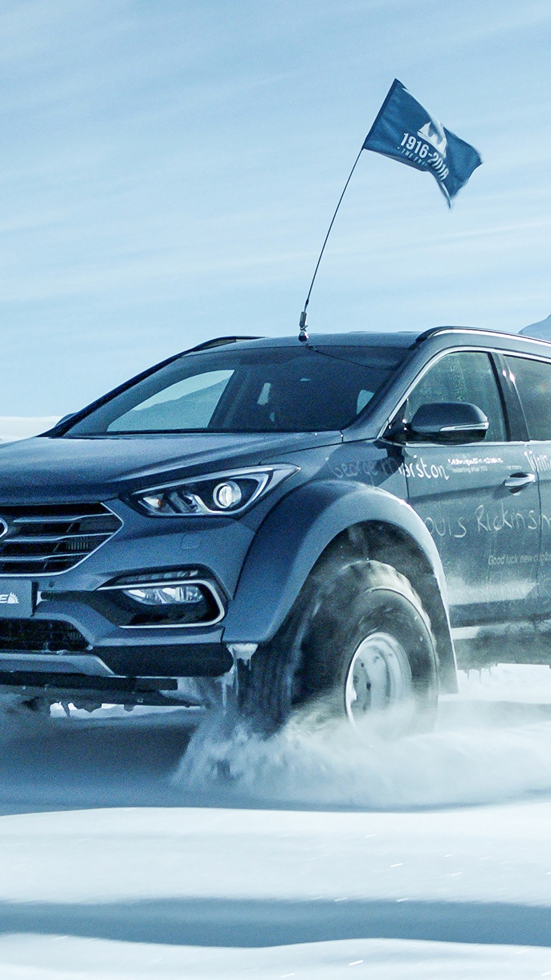 Conduire en Antarctique, Pôle Sud, Hyundai Santa Fe Sport, Hyundai Motor Company, Conduite. Wallpaper in 1080x1920 Resolution