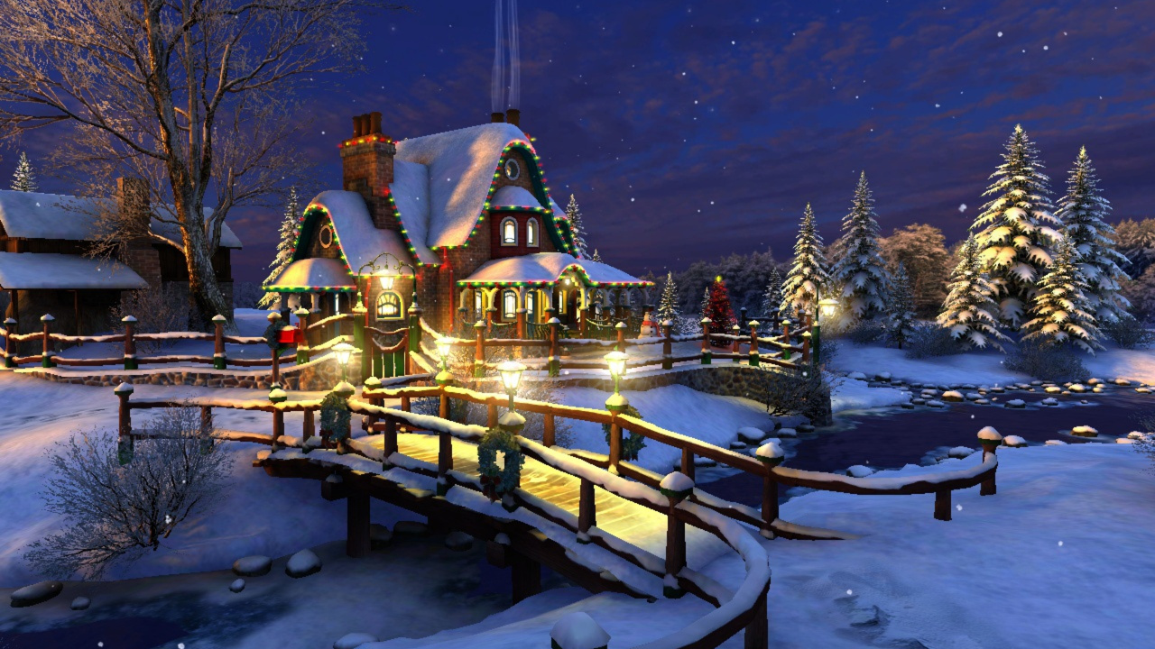 Snow, Lighting, Freezing, Tree, Night. Wallpaper in 1280x720 Resolution