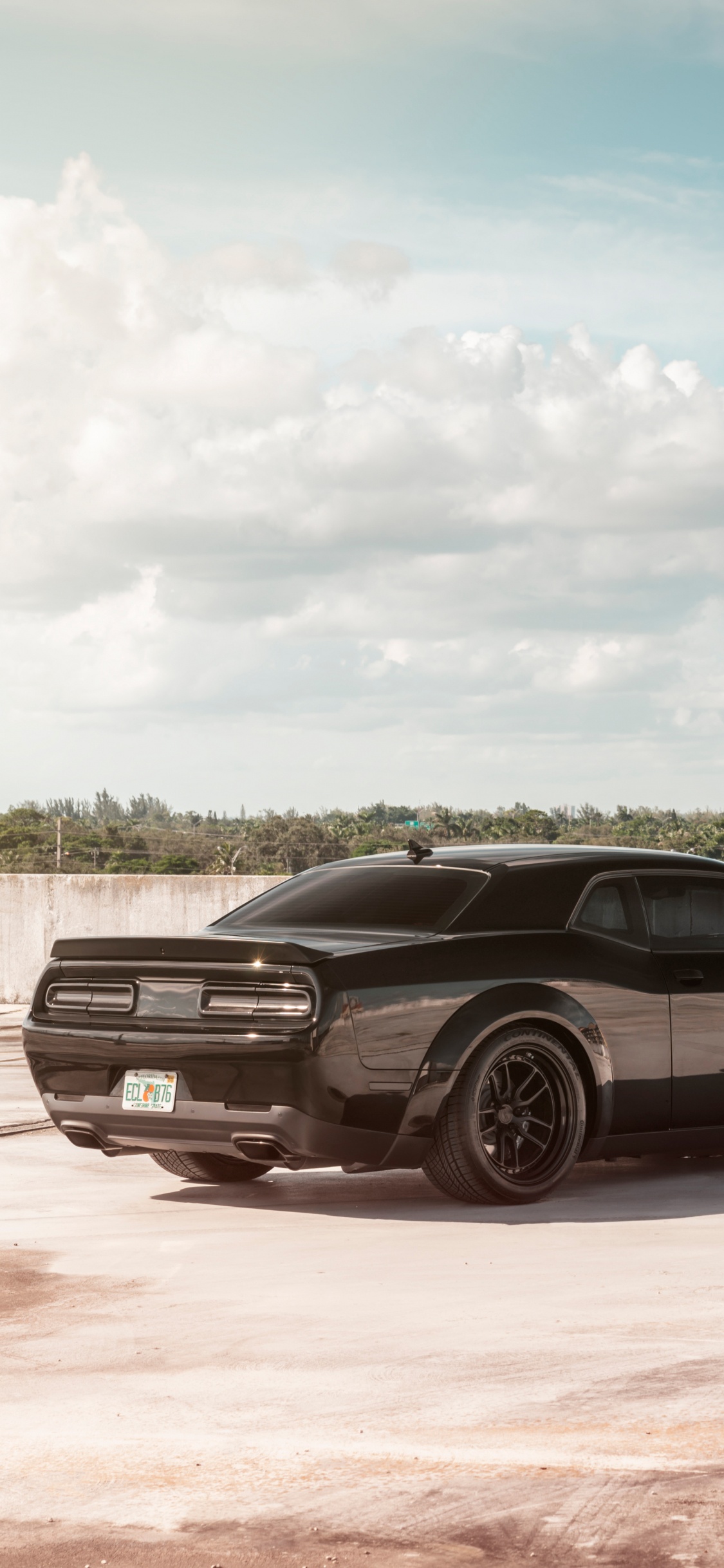 Black Coupe Parked Beside Gray Wooden Fence During Daytime. Wallpaper in 1125x2436 Resolution