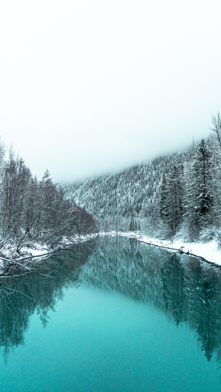 Reflexion, Winter, Himmel, Wasserressourcen, Wasser. Wallpaper in 720x1280 Resolution