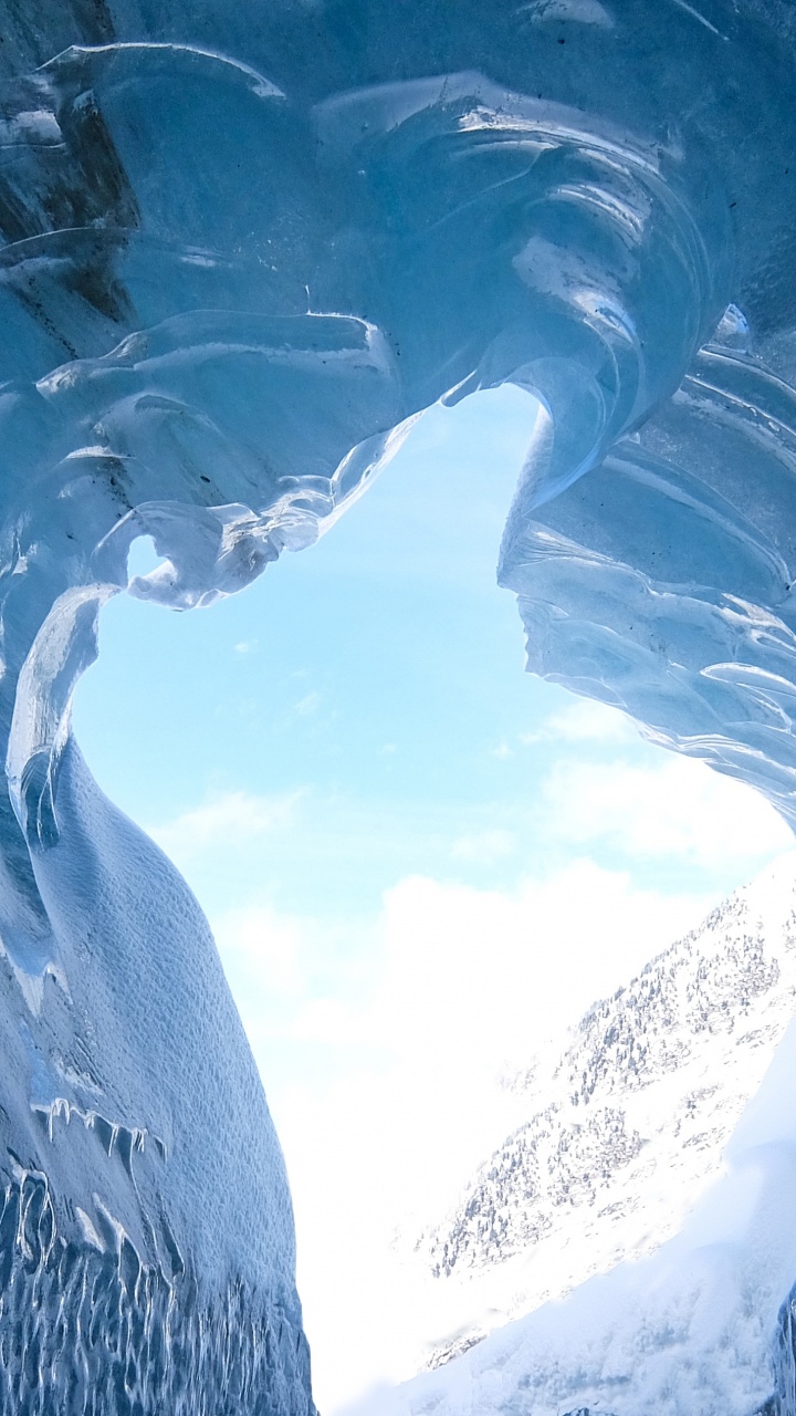 Blau, Gletscher-Höhle, Gletscher, Actun Tunichil Muknal, Eishöhle. Wallpaper in 720x1280 Resolution