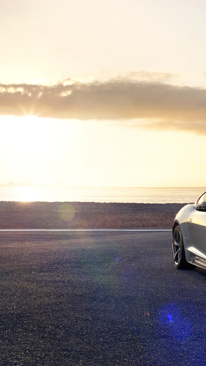 White Porsche 911 on Beach During Sunset. Wallpaper in 720x1280 Resolution