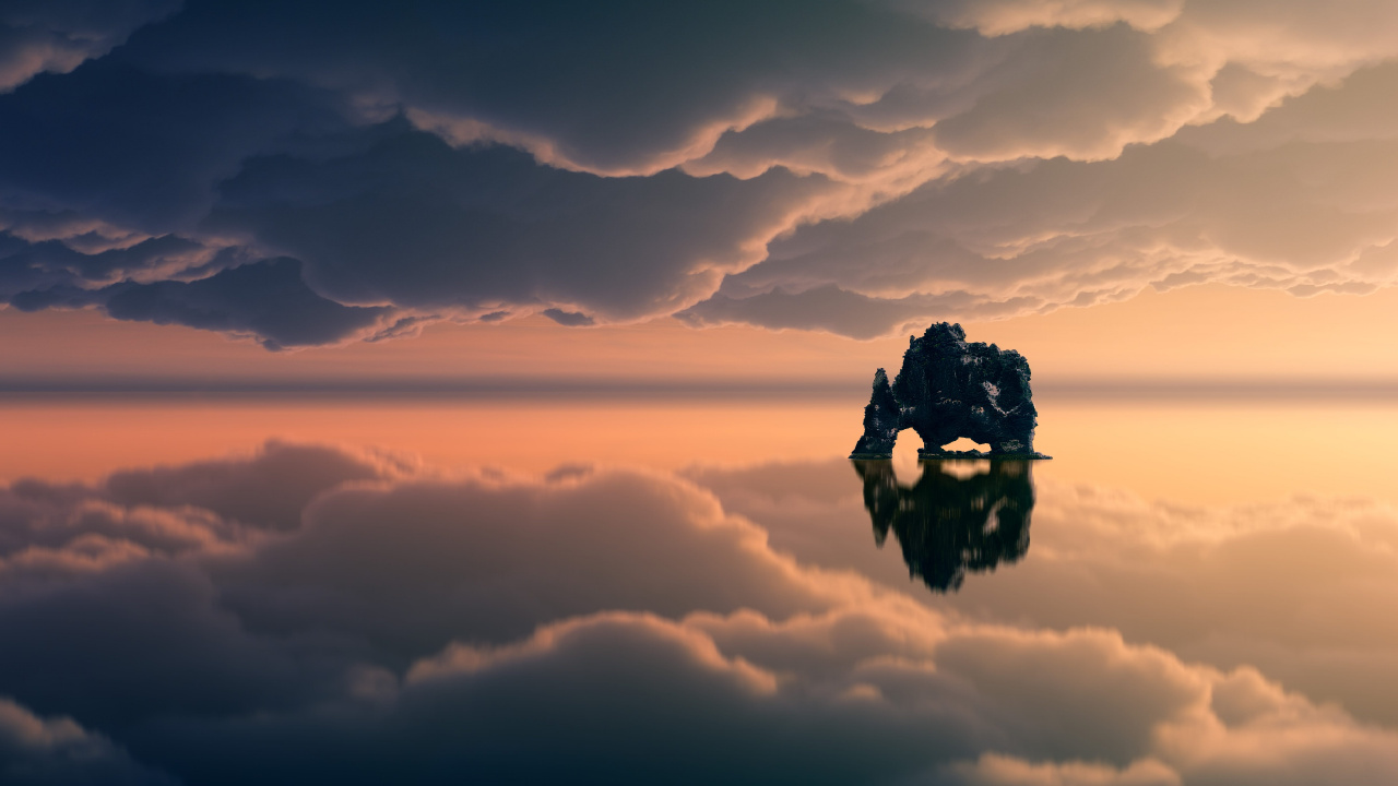 Silueta de un Hombre y Una Mujer de Pie en la Cima de la Montaña Durante la Puesta de Sol. Wallpaper in 1280x720 Resolution