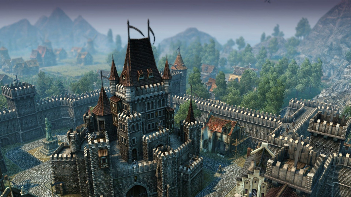 Brown and Black Concrete Castle. Wallpaper in 1366x768 Resolution