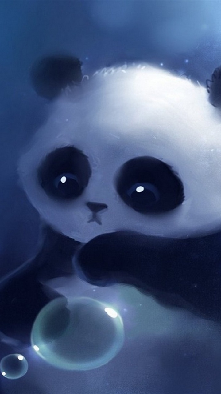 White and Black Panda Cartoon Character. Wallpaper in 720x1280 Resolution