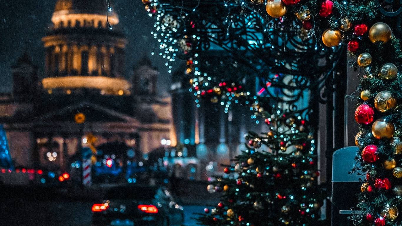 Weihnachtsdekoration, Weihnachtsbeleuchtung, Weihnachtsbaum, London, Fenster. Wallpaper in 1366x768 Resolution