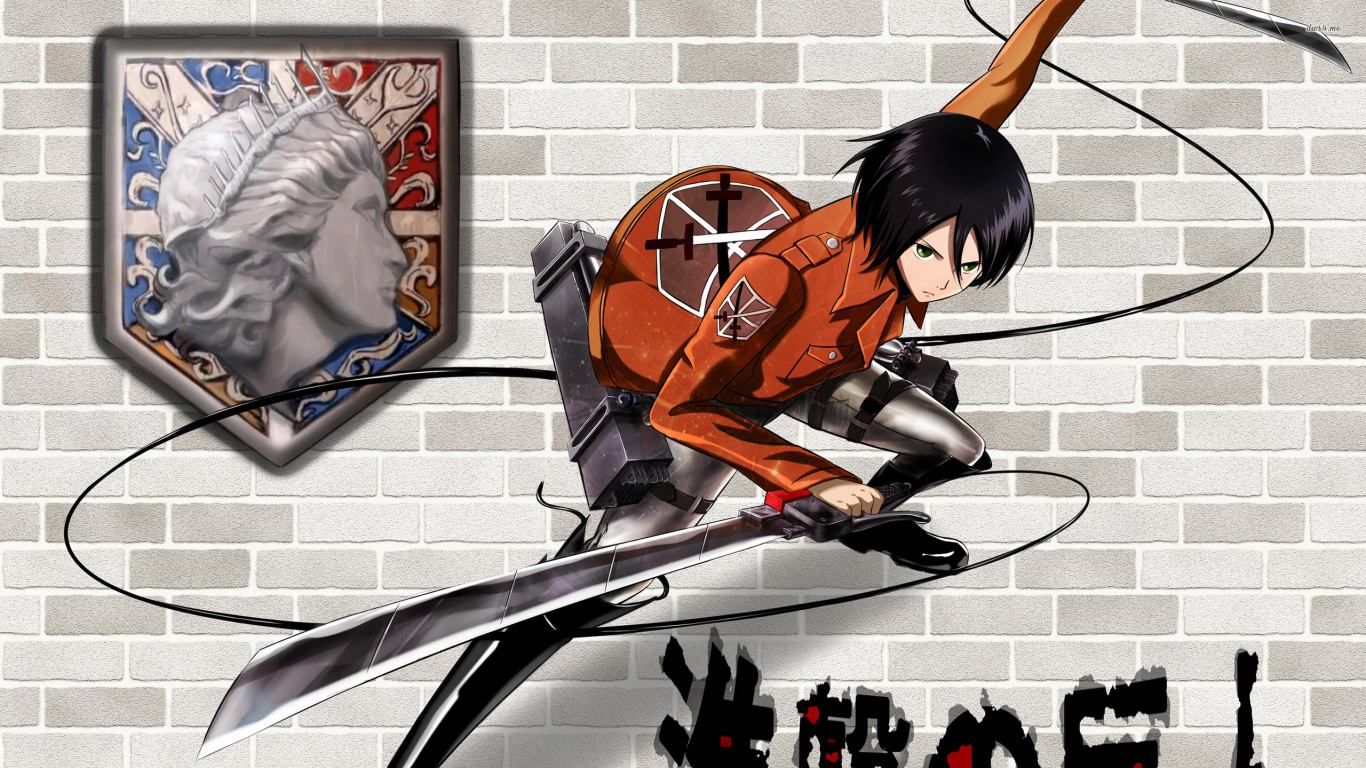 Mikasa Ackerman, Eren Yeager, Armin Arlert, Attaque Sur Titan, L'anime. Wallpaper in 1366x768 Resolution