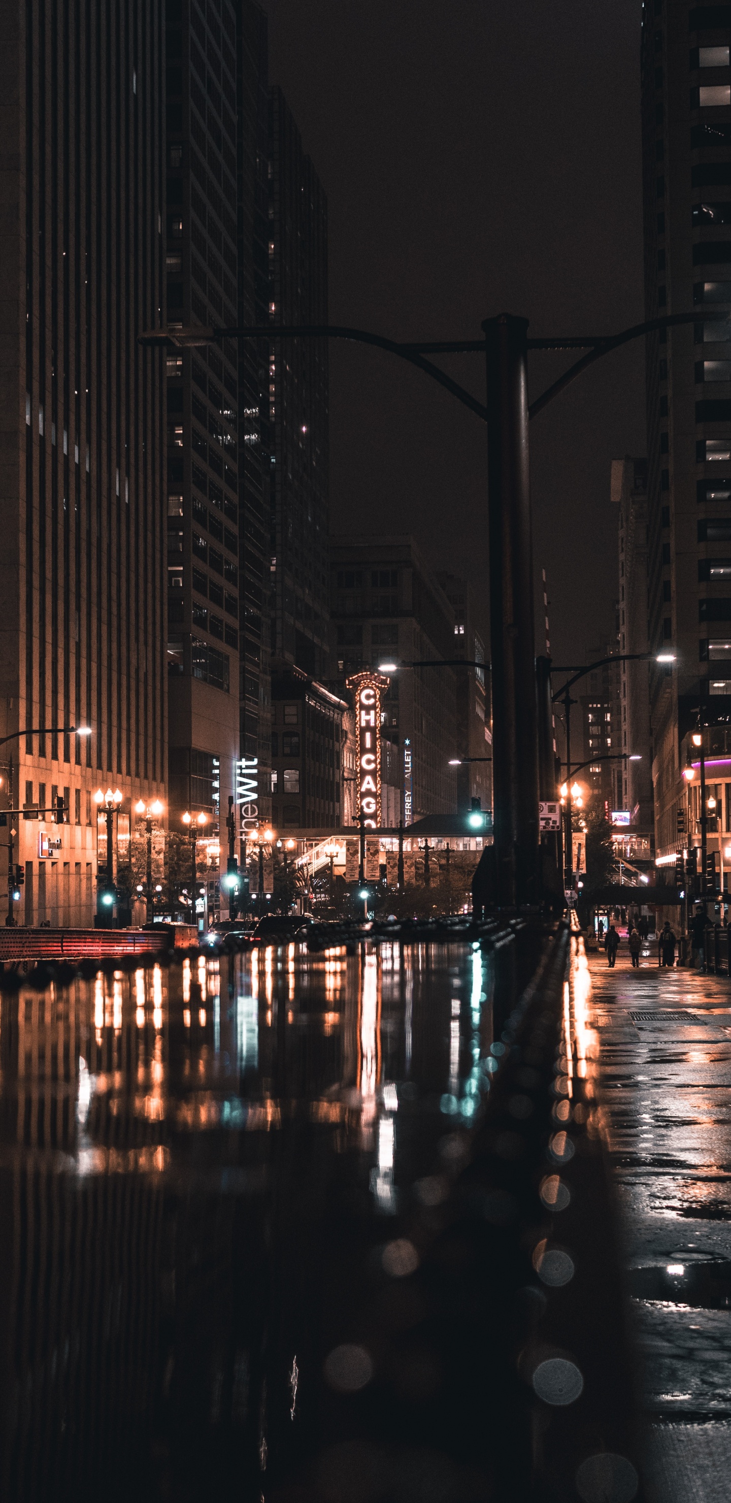 People Walking on Sidewalk During Night Time. Wallpaper in 1440x2960 Resolution