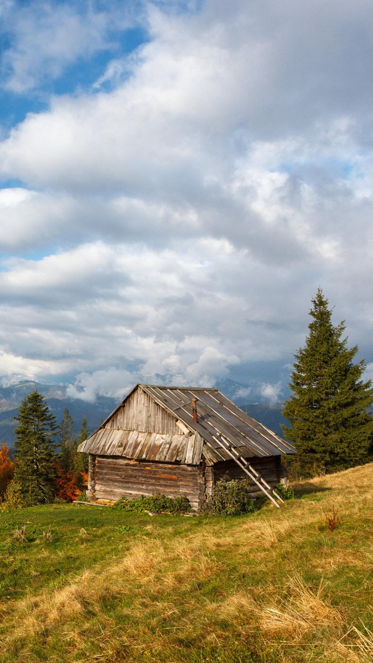 Cloud, Gebäude, Baum, Naturlandschaft, Holz. Wallpaper in 750x1334 Resolution