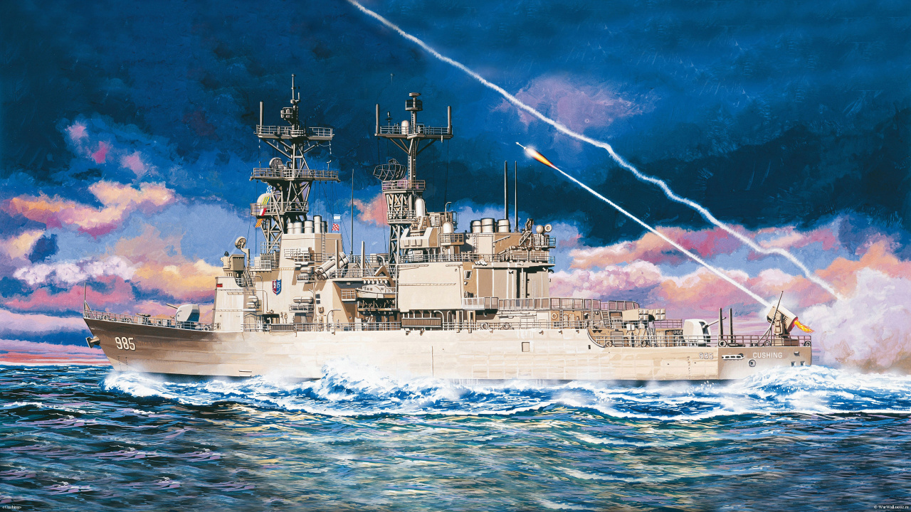 USS Cushing DD-985, Destroyer, Spruance-class Destroyer, Warship, Naval Ship. Wallpaper in 1280x720 Resolution
