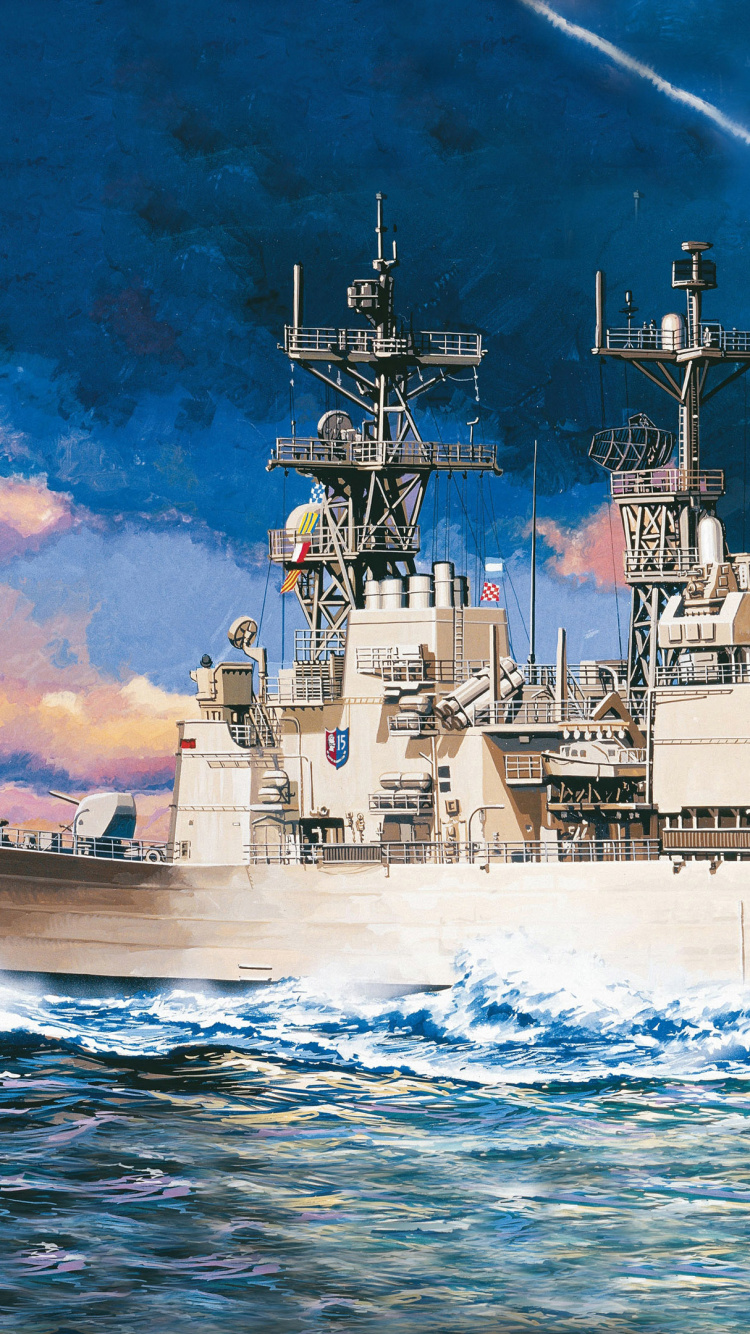 USS Cushing DD-985, Destroyer, Spruance-class Destroyer, Warship, Naval Ship. Wallpaper in 750x1334 Resolution
