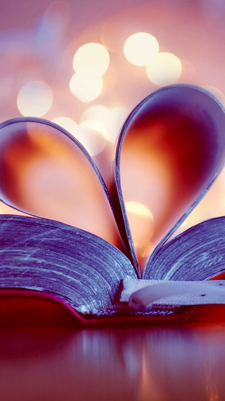 本书, 页面, 心脏, 爱情, 紫色的 壁纸 750x1334 允许
