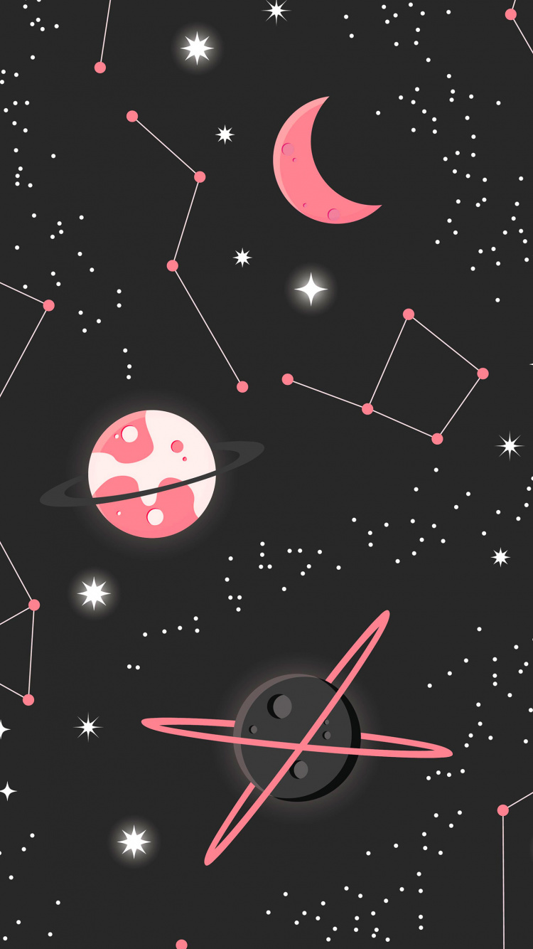 明星, 卡通, 矢量图形, 黑色的, 月亮 壁纸 750x1334 允许