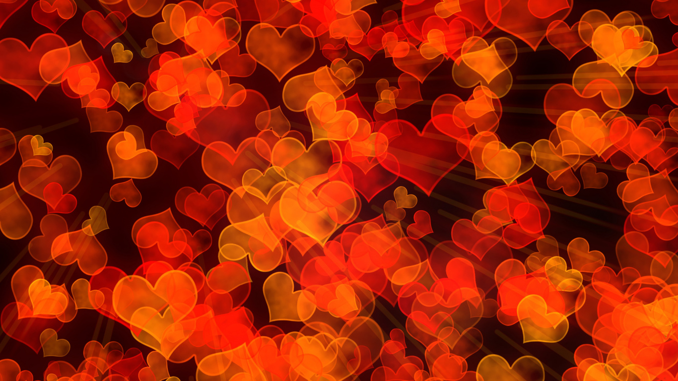 Orange, Heart, Yellow, Petal, Vector Graphics. Wallpaper in 1366x768 Resolution