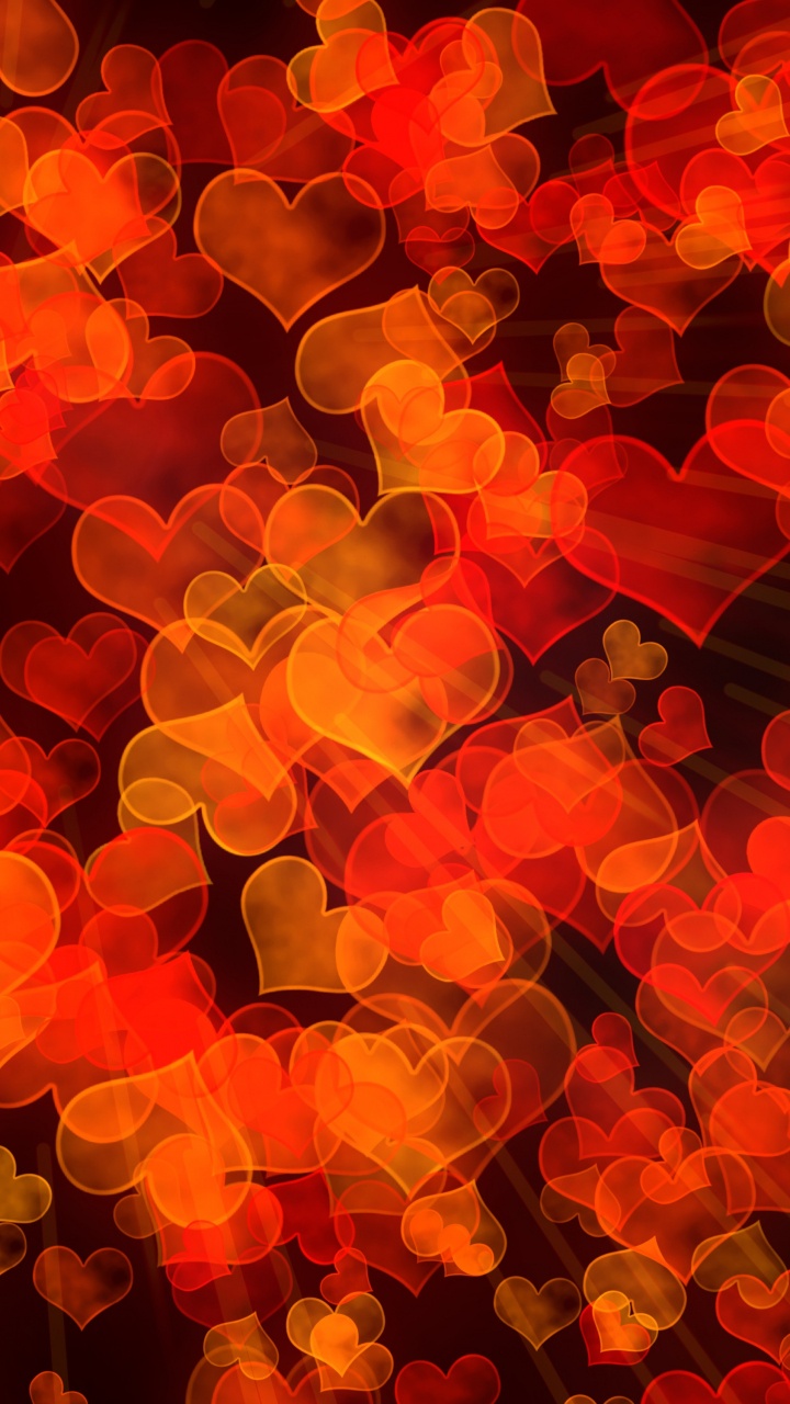 Orange, Herzen, Gelb, Blütenblatt, Vektor-Grafiken. Wallpaper in 720x1280 Resolution