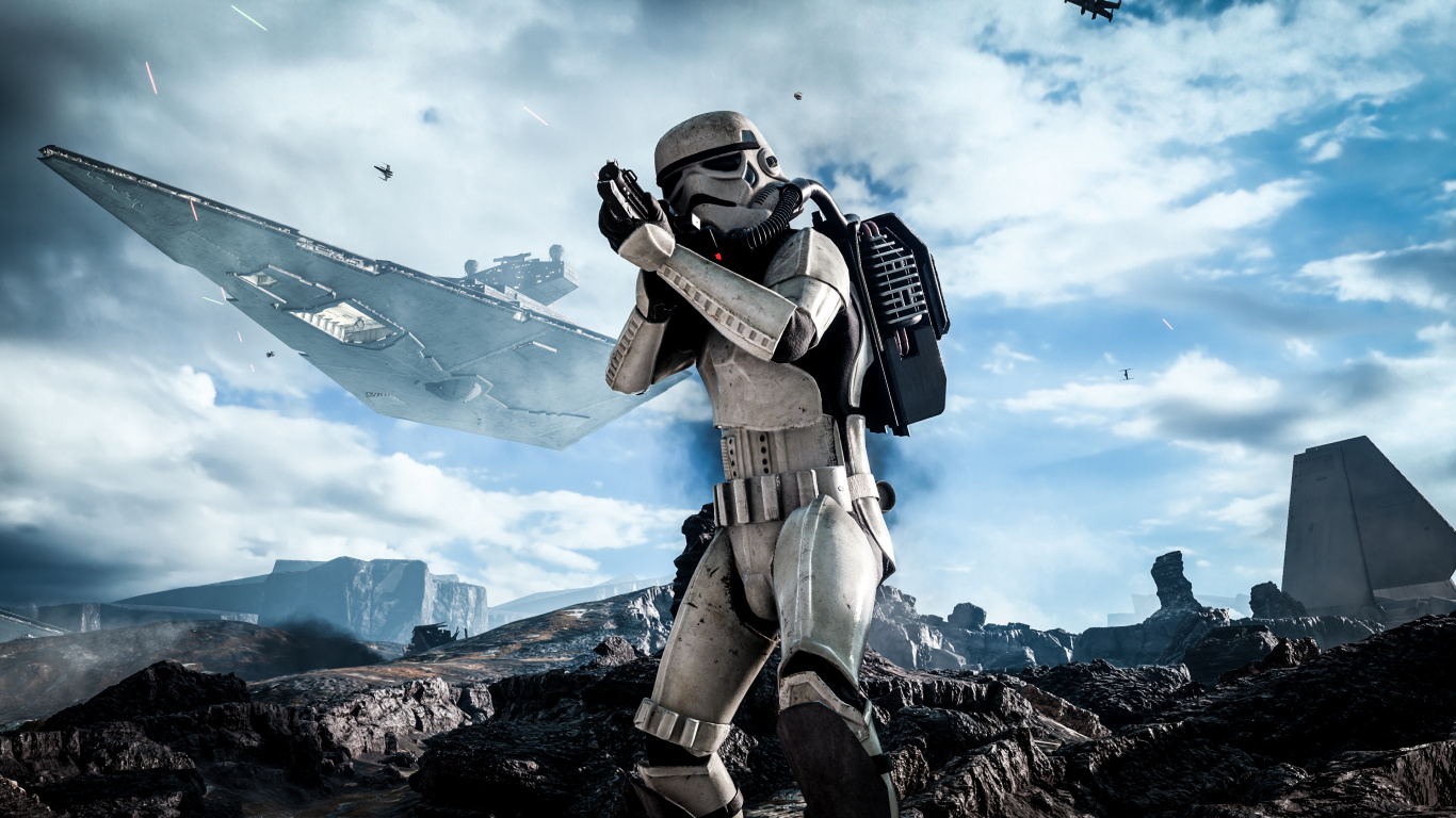 Stormtrooper, Star Wars, Star Wars Battlefront, Ciel. Wallpaper in 1366x768 Resolution