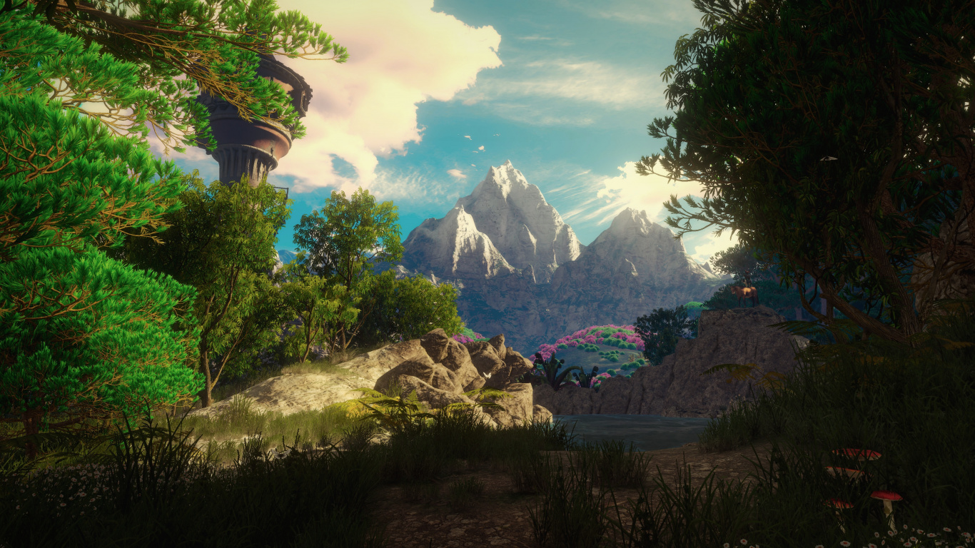 Green Trees Near Body of Water and Mountain During Daytime. Wallpaper in 1366x768 Resolution