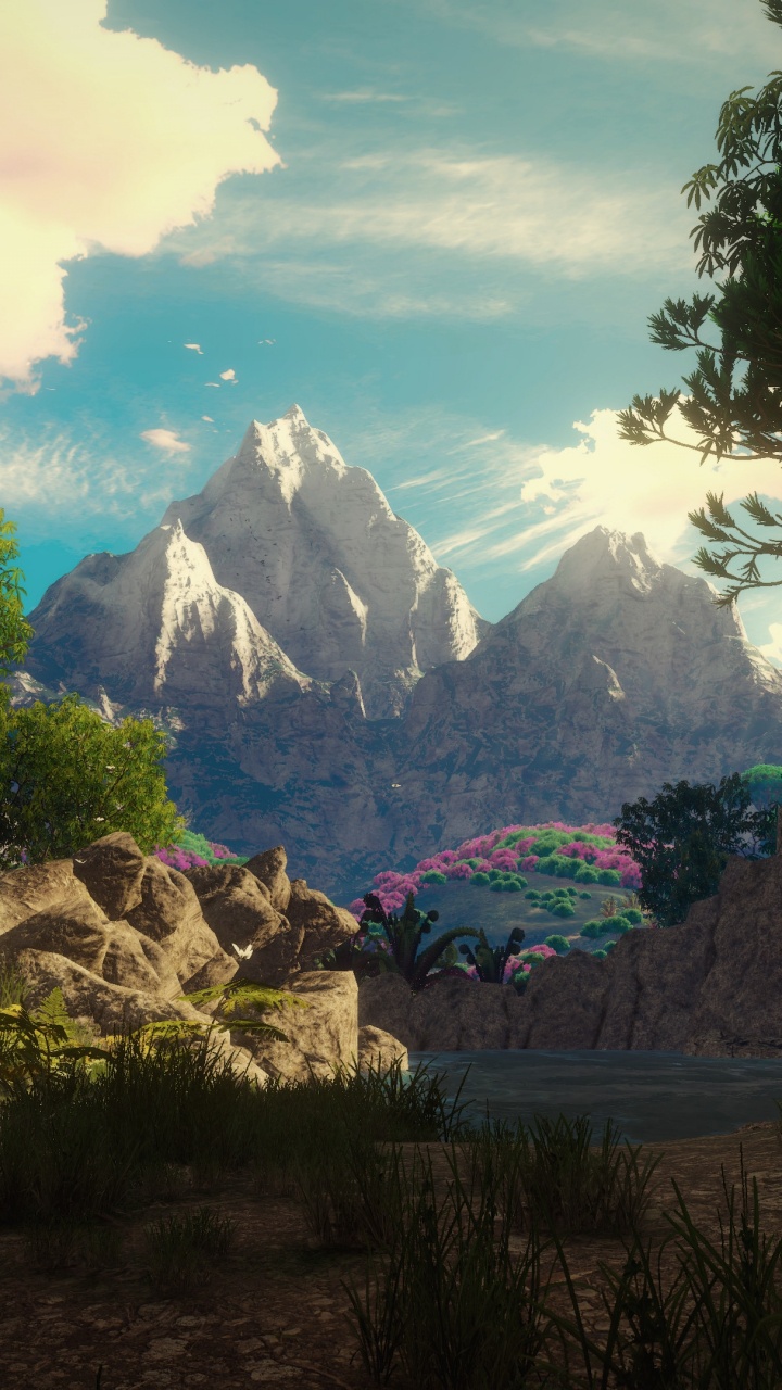 Green Trees Near Body of Water and Mountain During Daytime. Wallpaper in 720x1280 Resolution