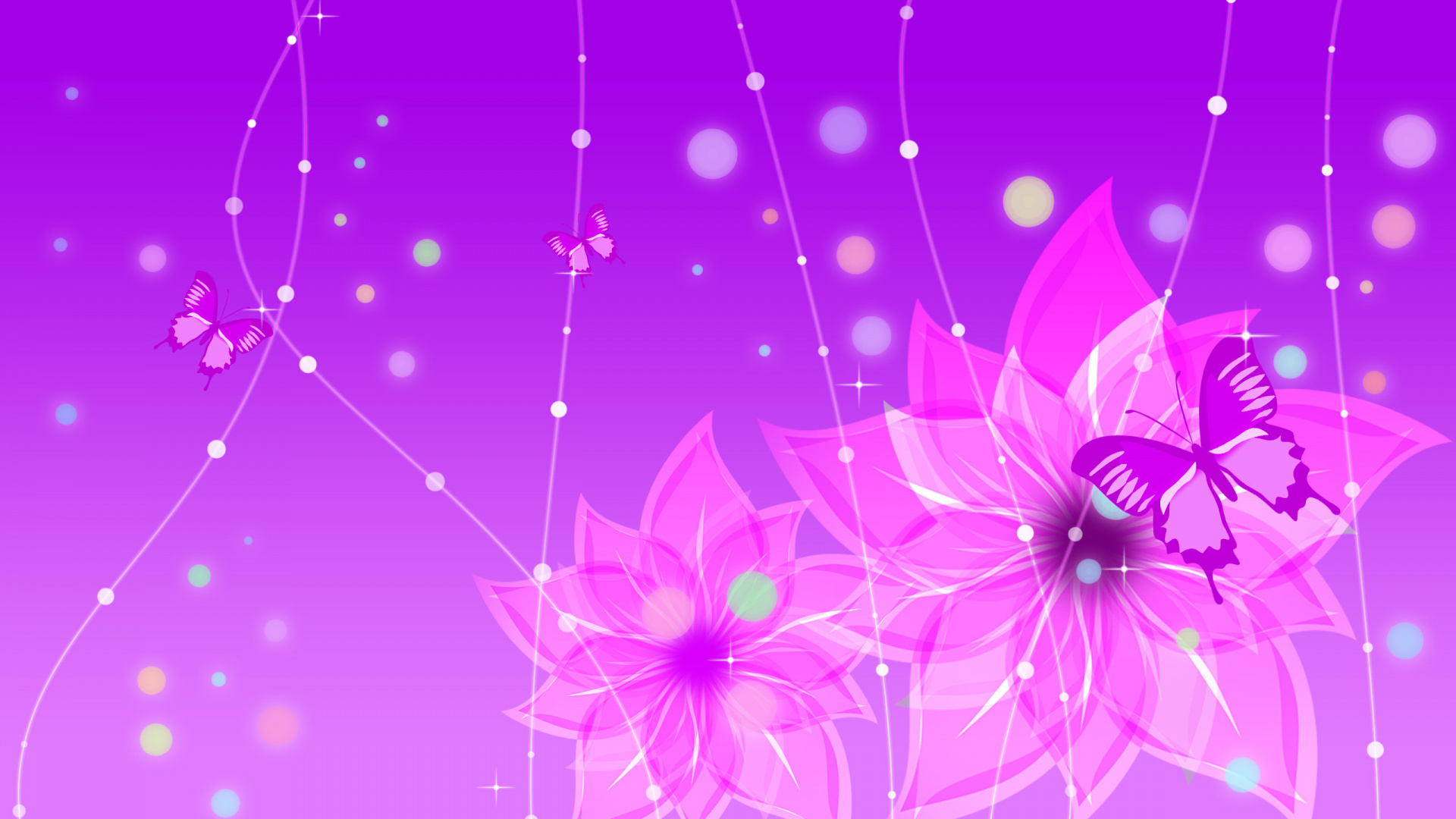 Illustration de Fleur Violette et Blanche. Wallpaper in 1920x1080 Resolution