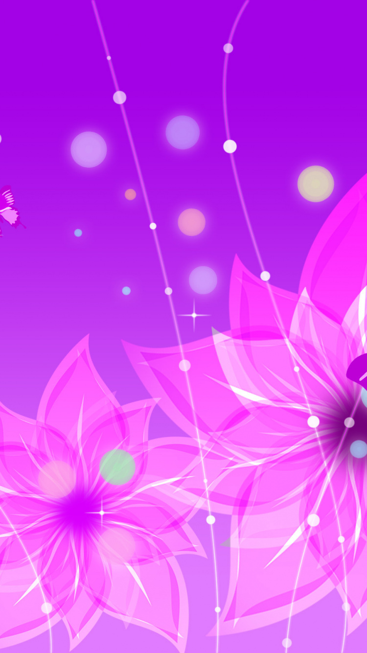 Ilustración de Flor Morada y Blanca. Wallpaper in 750x1334 Resolution