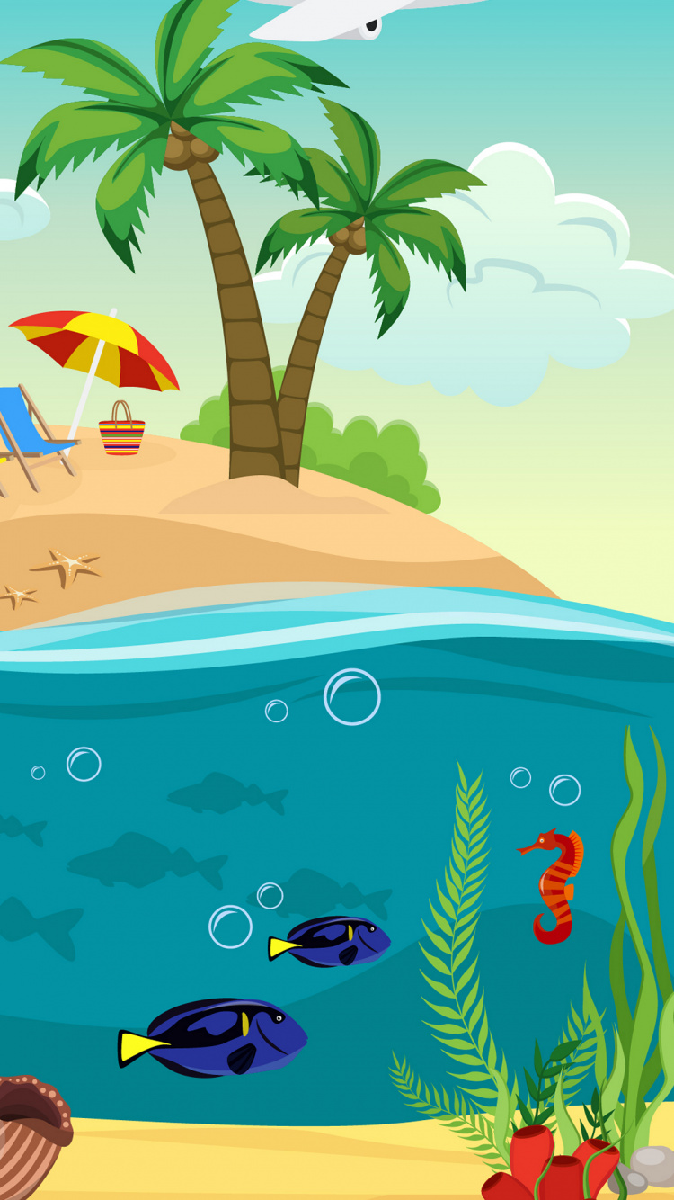 Cartoon, Eau, Green, Azure, Nature. Wallpaper in 750x1334 Resolution