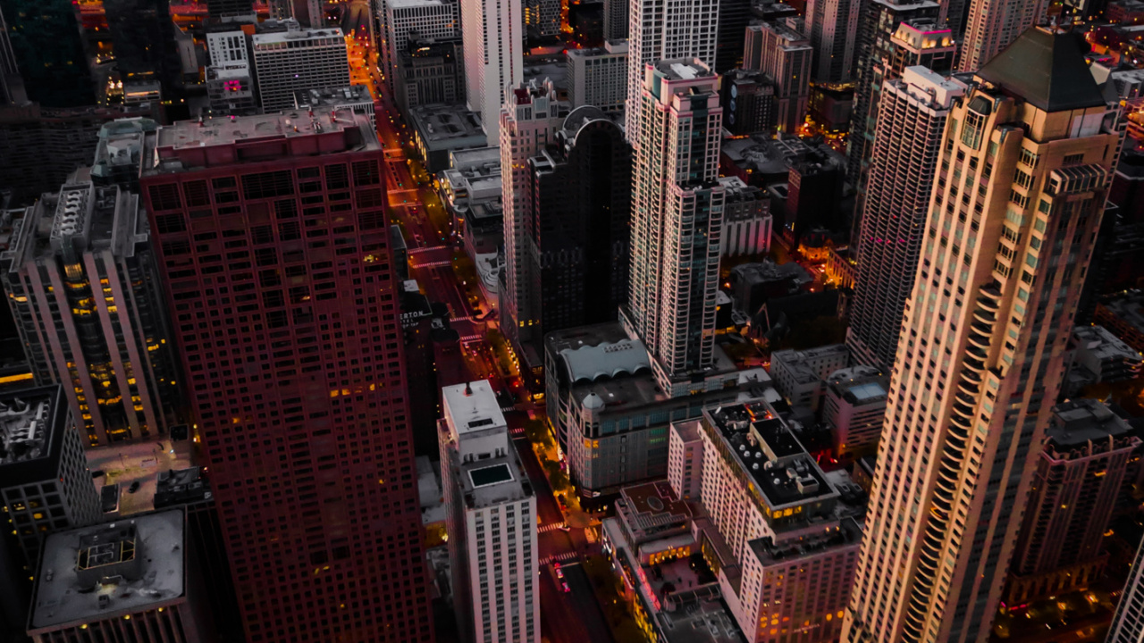 Chicago, Affiche, Spotify, Gratte-ciel, Bâtiment. Wallpaper in 1280x720 Resolution