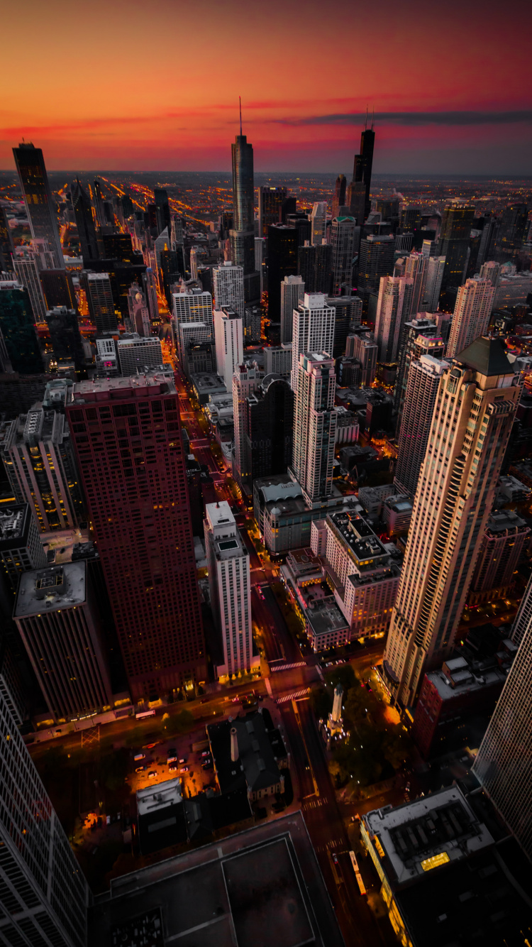 Chicago, Affiche, Spotify, Gratte-ciel, Bâtiment. Wallpaper in 750x1334 Resolution